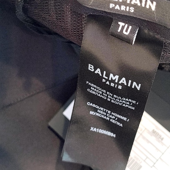 Brand New "Very Rare Black/Light Gray (Not White) BALMAIN Monogram Cap Size TU - Picture 12 of 14